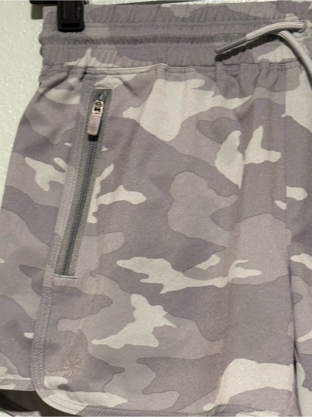 Athleta girl Gray Camo Athletic Shorts with Zip Pockets size XL/14 - Picture 3 of 8